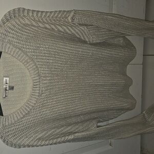 Madden Girl Textured Cream and Silver Knit Sweater